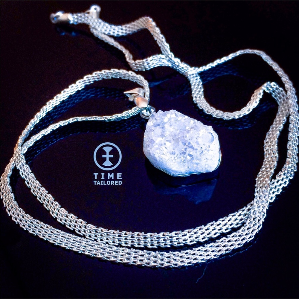 Druzy pendant on a silver chain